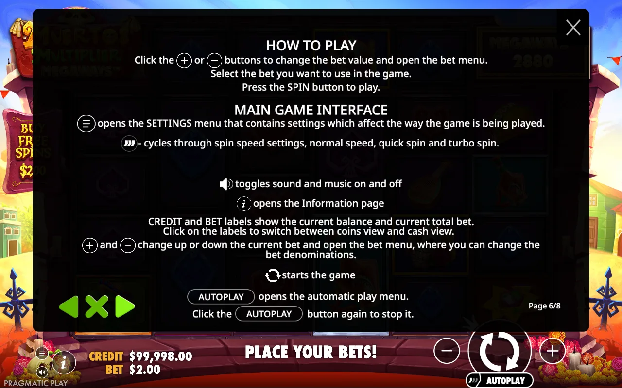How to play — Muertos Multiplier Megaways