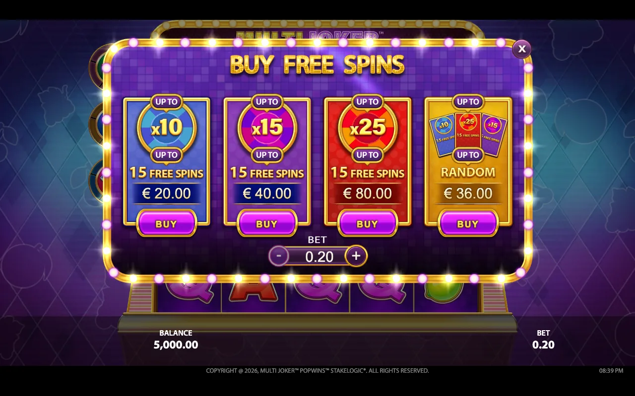 Buying the feature — Multi Joker Popwins