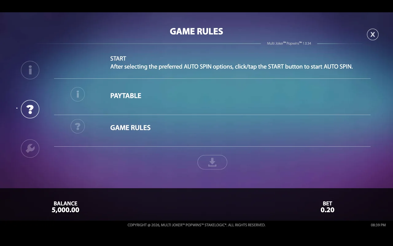 Game rules, page 7 — Multi Joker Popwins
