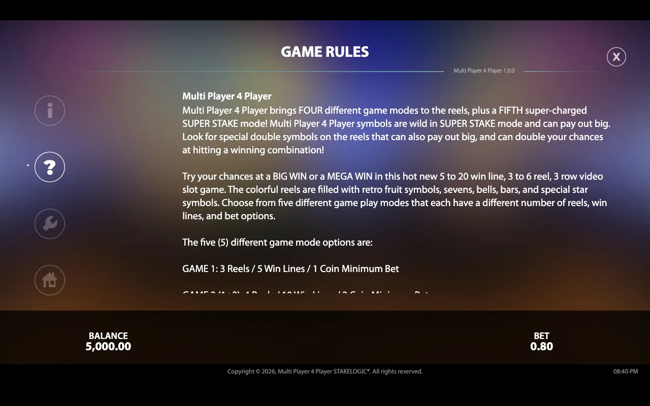 Game rules — Multiplayer4player