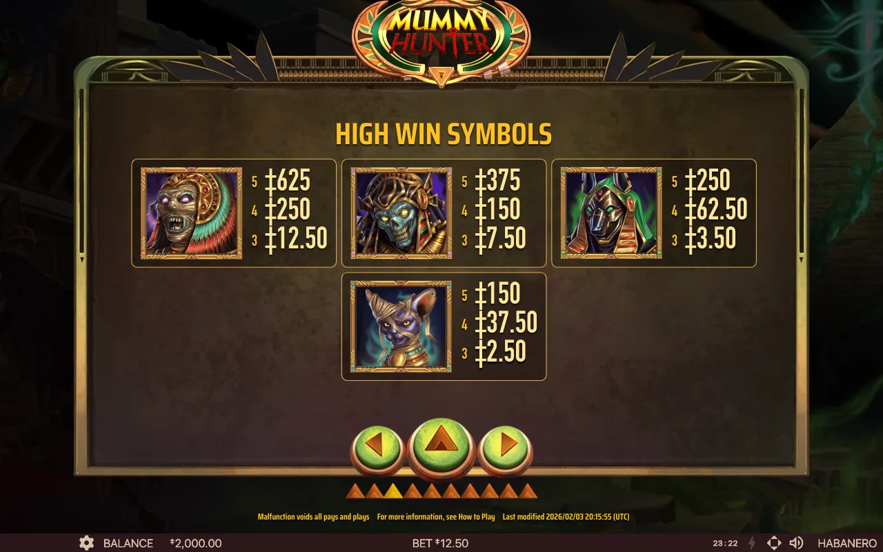 High win symbols — Mummy Hunter