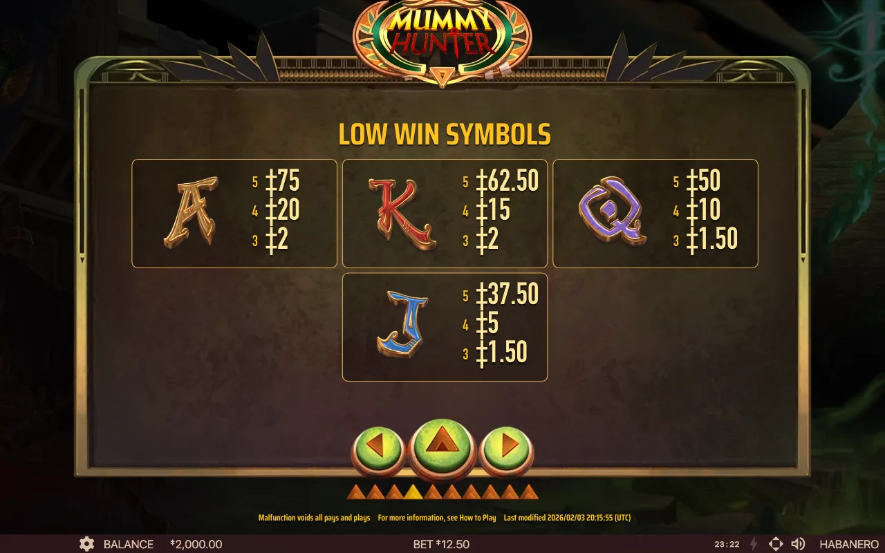 Low win symbols — Mummy Hunter