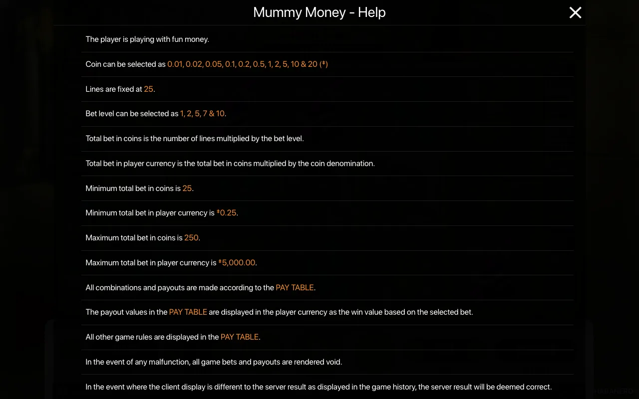 Spielregeln, Seite 1 — Mummy Money