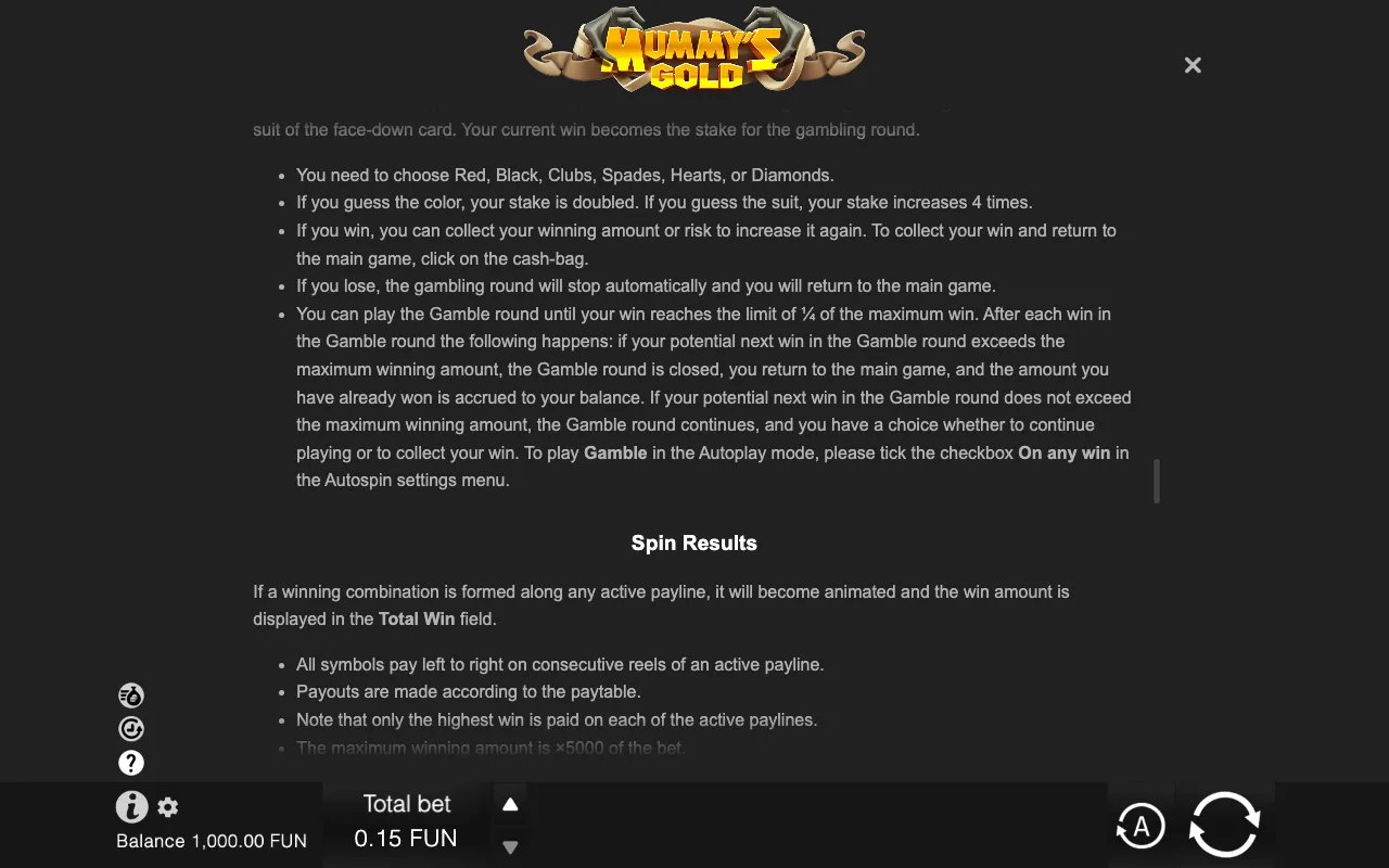 Game rules, page 8 — Mummy's Gold