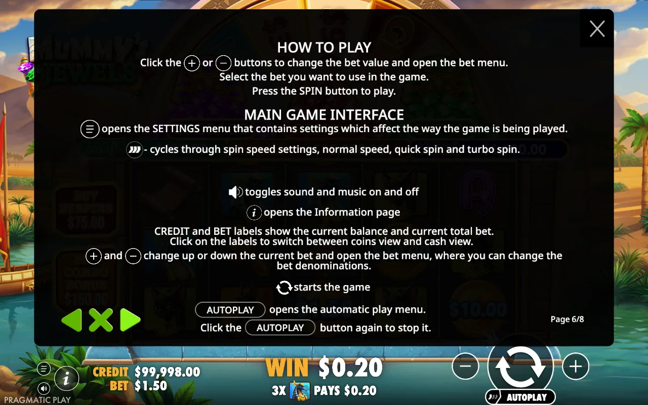 How to play — Mummy's Jewels