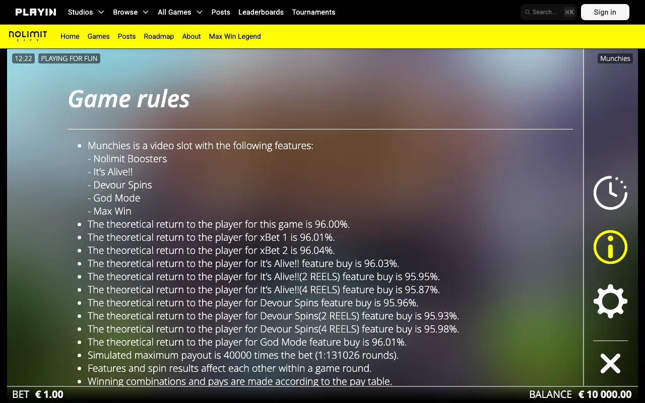 Game rules, page 1 — Munchies