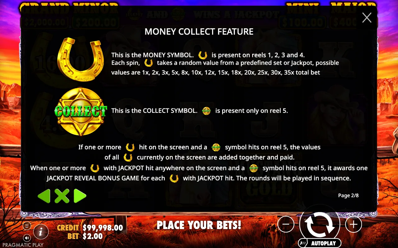 Money collect feature — Mustang Gold