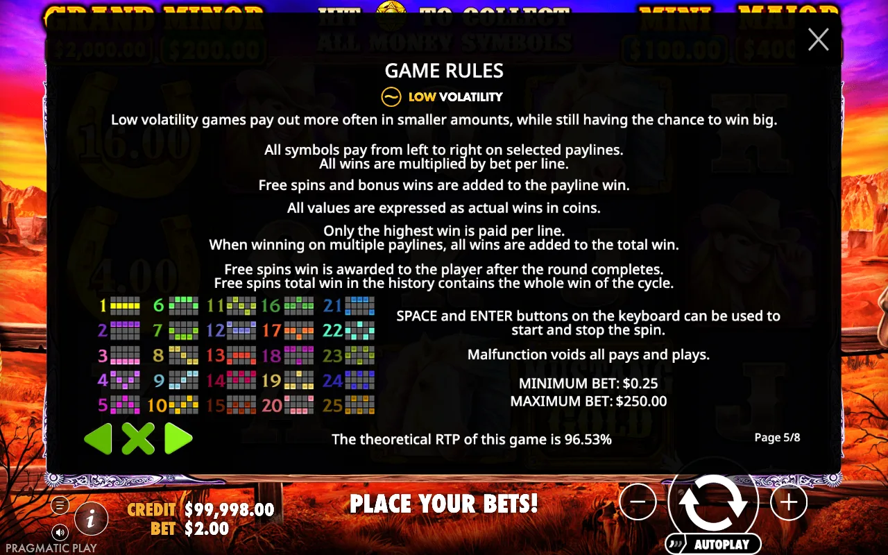Game rules — Mustang Gold