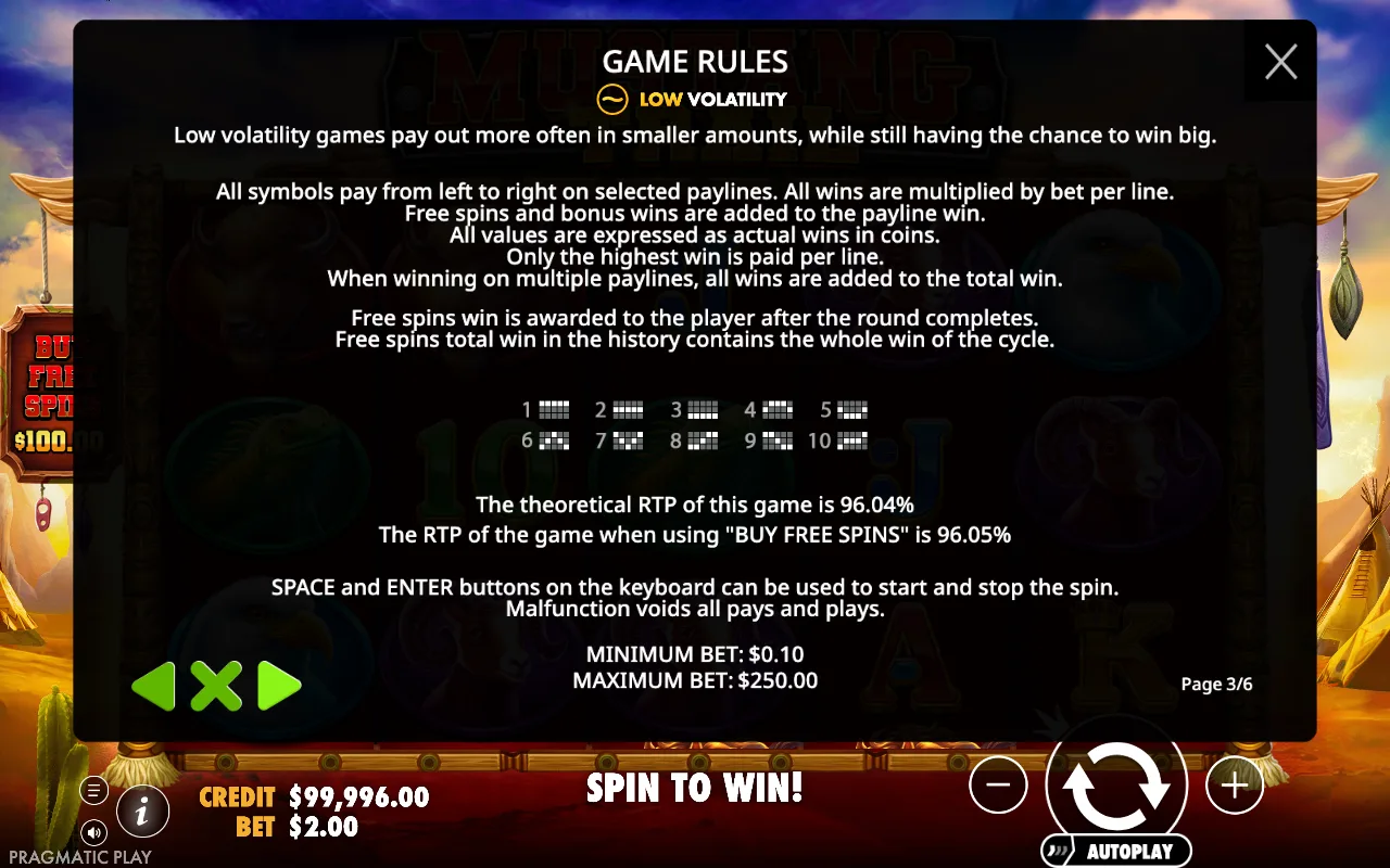 Game rules, page 3 — Mustang Trail