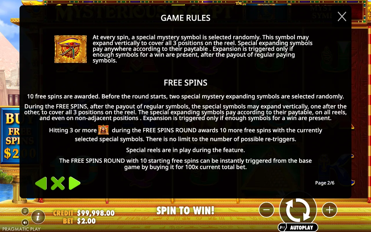 Game rules, page 2 — Mysterious Egypt