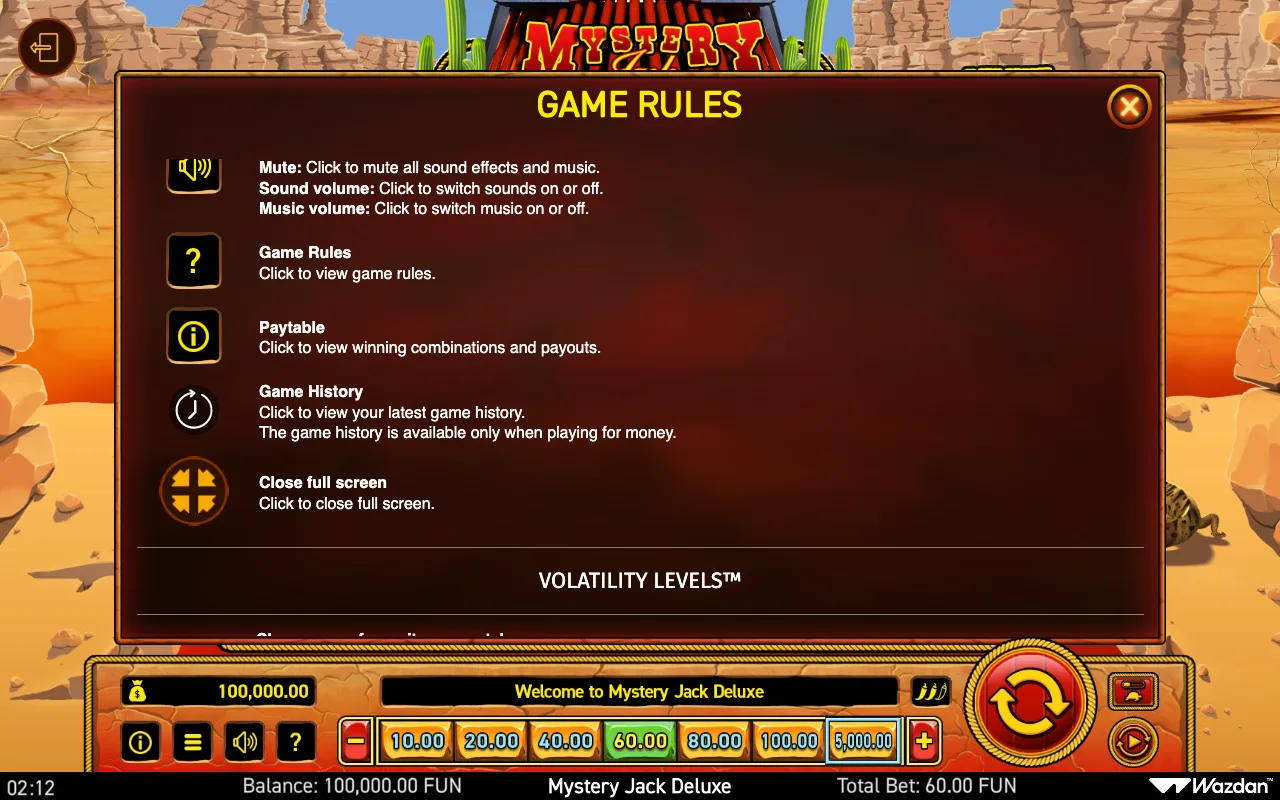 Game rules — Mystery Jack Deluxe