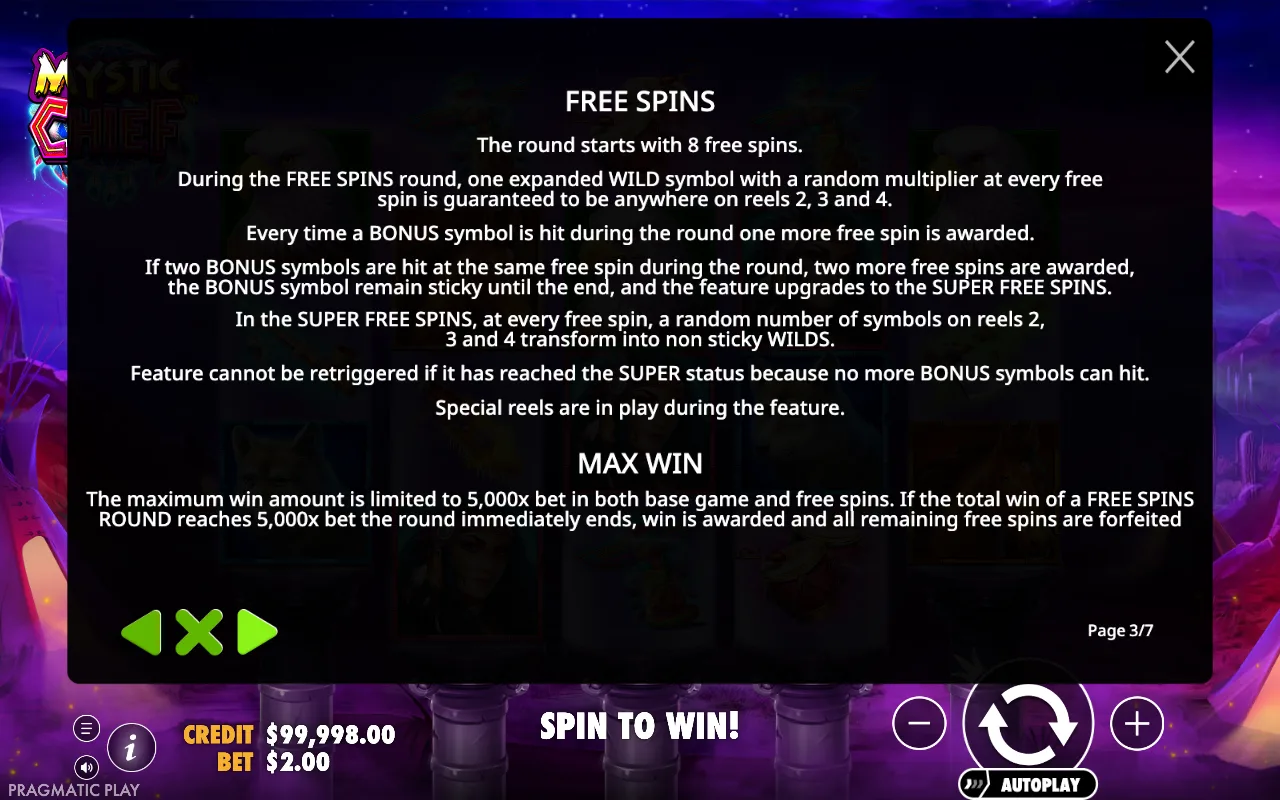 Free spins — Mystic Chief