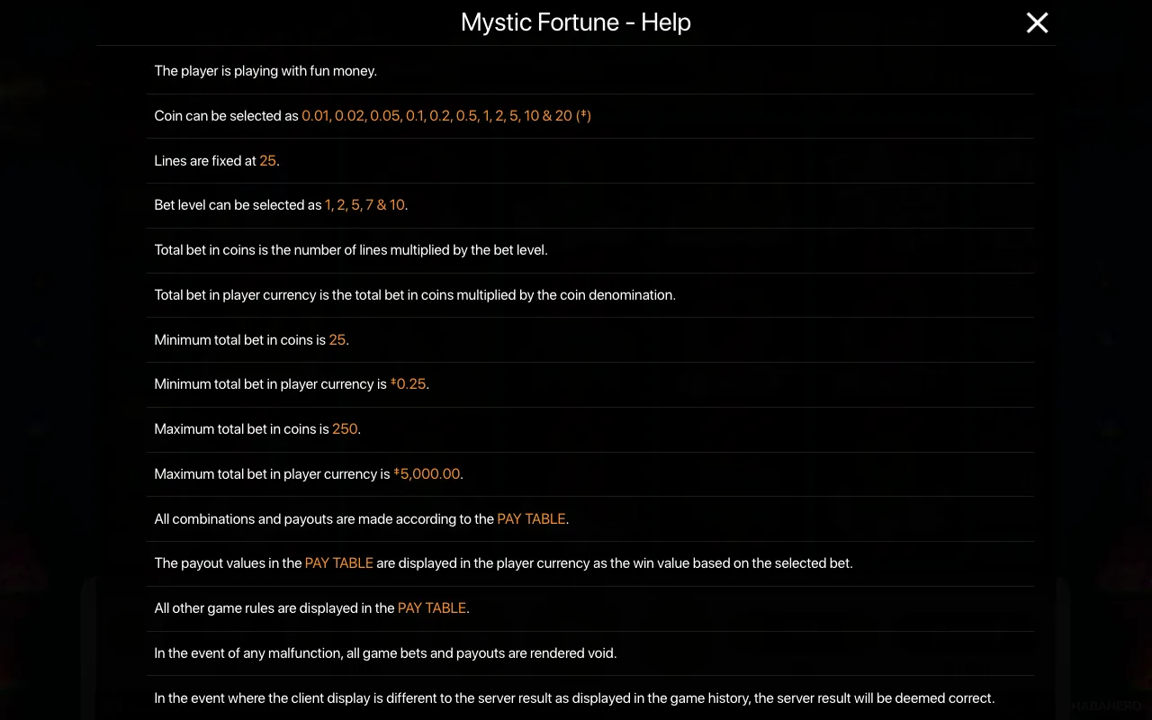 Spielregeln, Seite 1 — Mystic Fortune