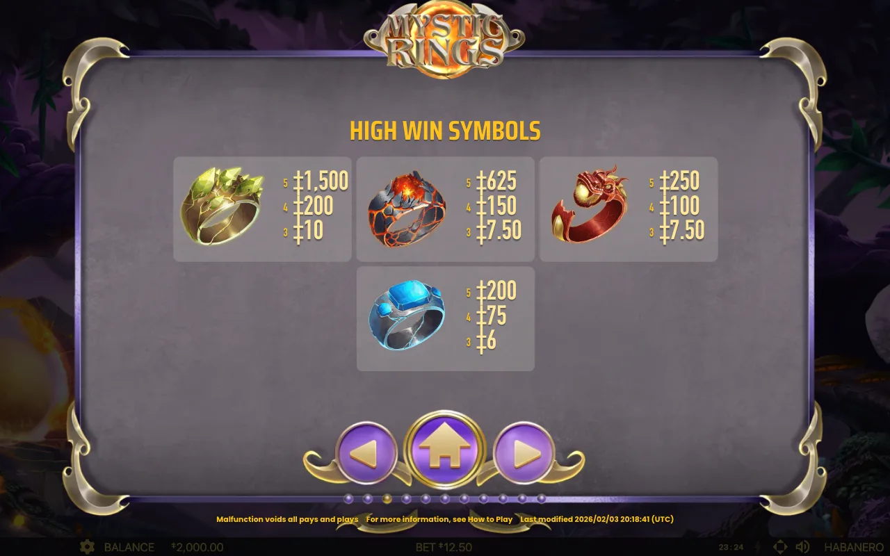 High win symbols — Mystic Rings