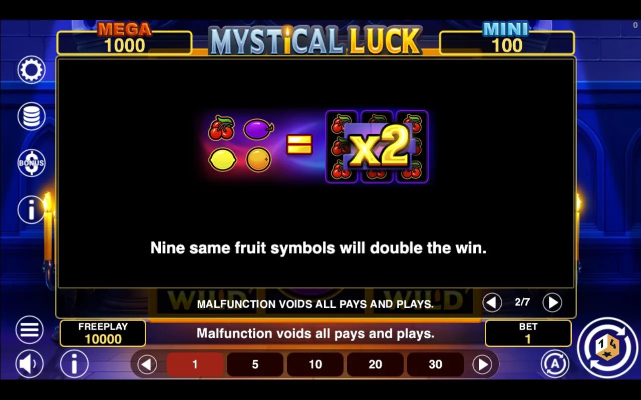 Game rules, page 2 — Mystical Luck Hold And Win