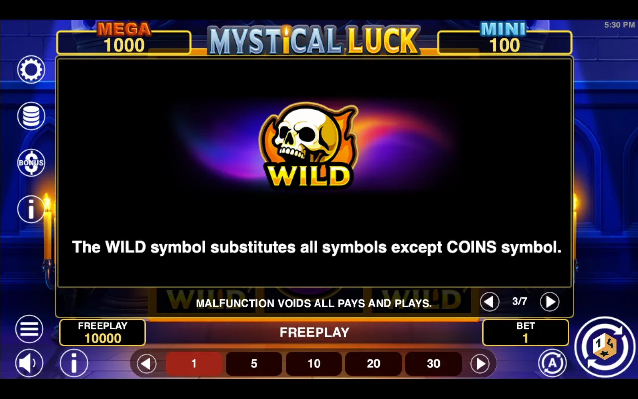 Game rules, page 3 — Mystical Luck Hold And Win