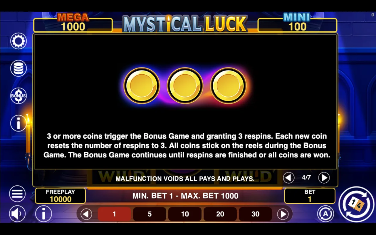 Game rules, page 4 — Mystical Luck Hold And Win