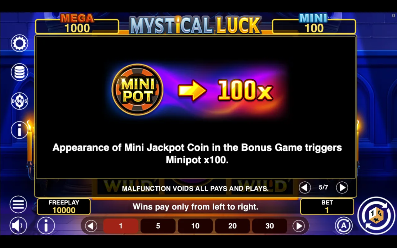 Game rules, page 5 — Mystical Luck Hold And Win