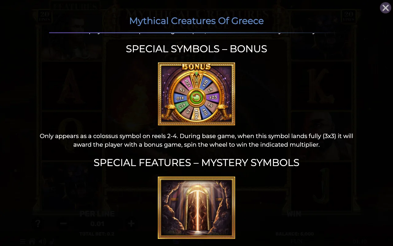 Special symbols - bonus — Mythical Creatures of Greece