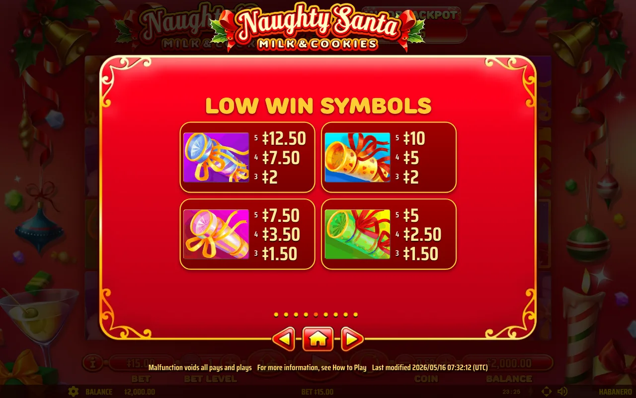 Low win symbols — Naughty Santa