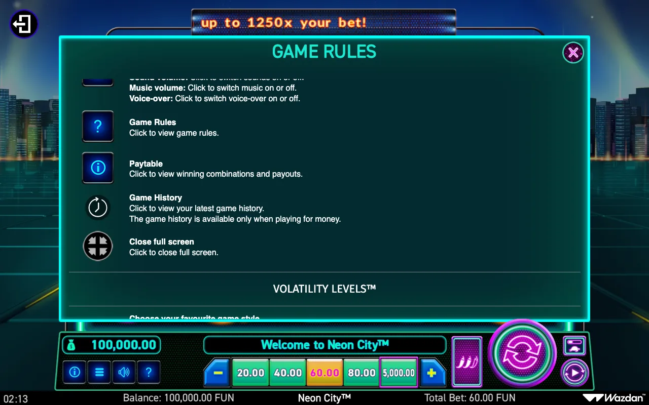 Game rules, page 5 — Neon City