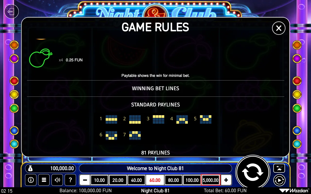 Game rules — Night Club 81