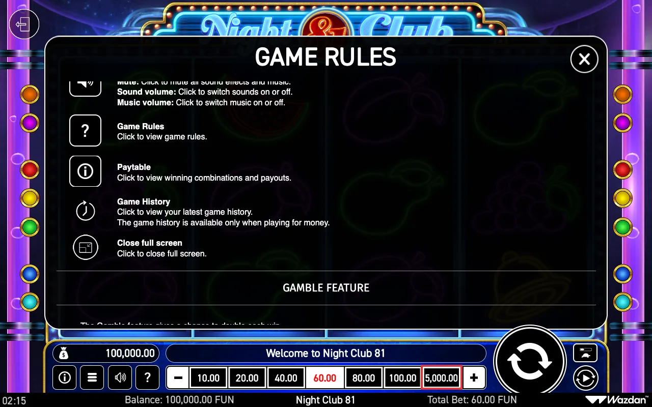Game rules, page 6 — Night Club 81
