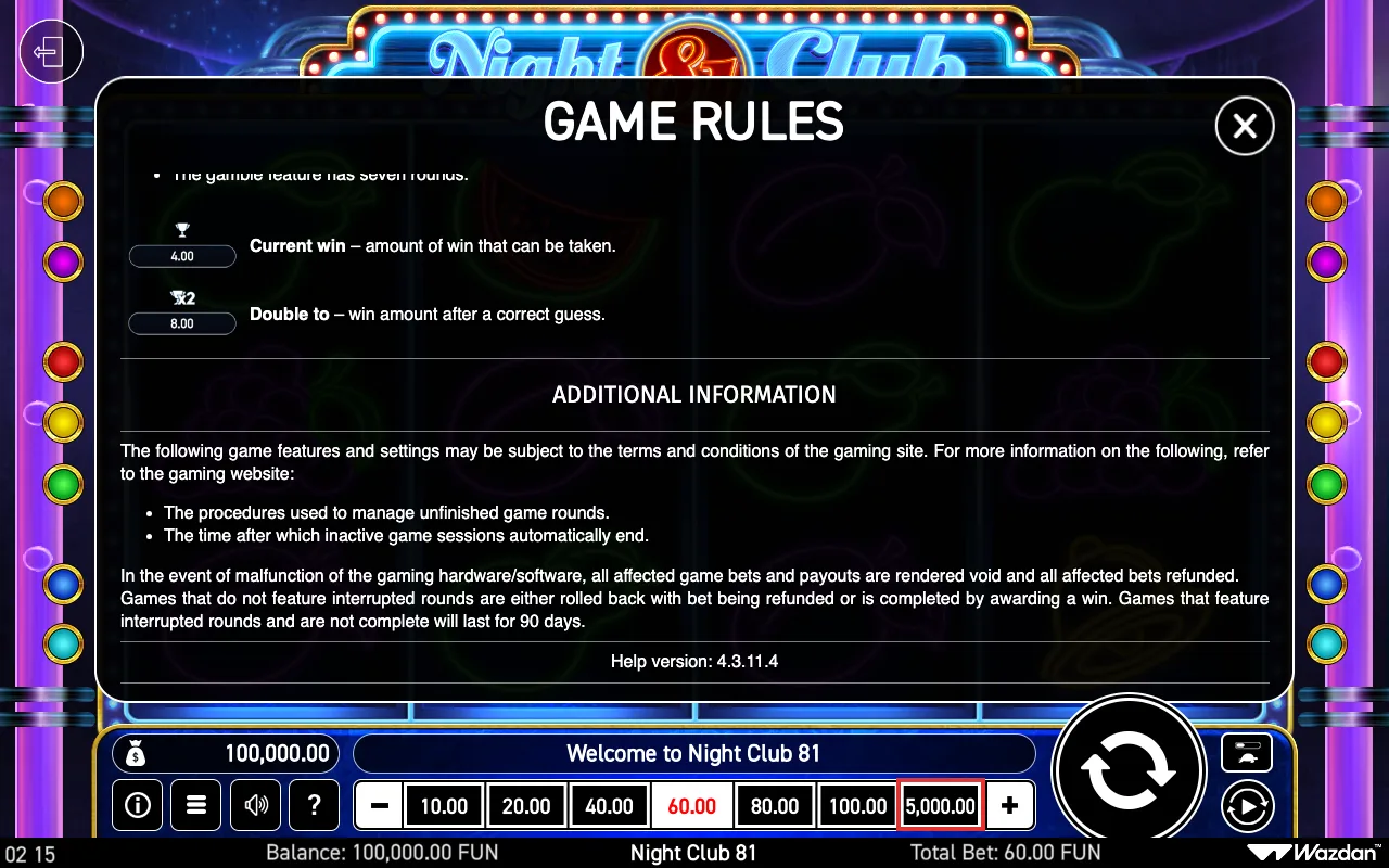 Game rules, page 7 — Night Club 81