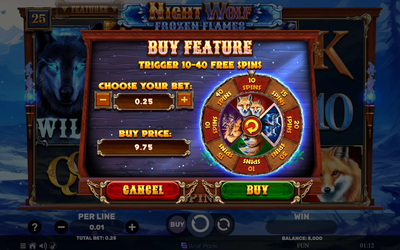 Buying the feature — Night Wolf Frozen Flames