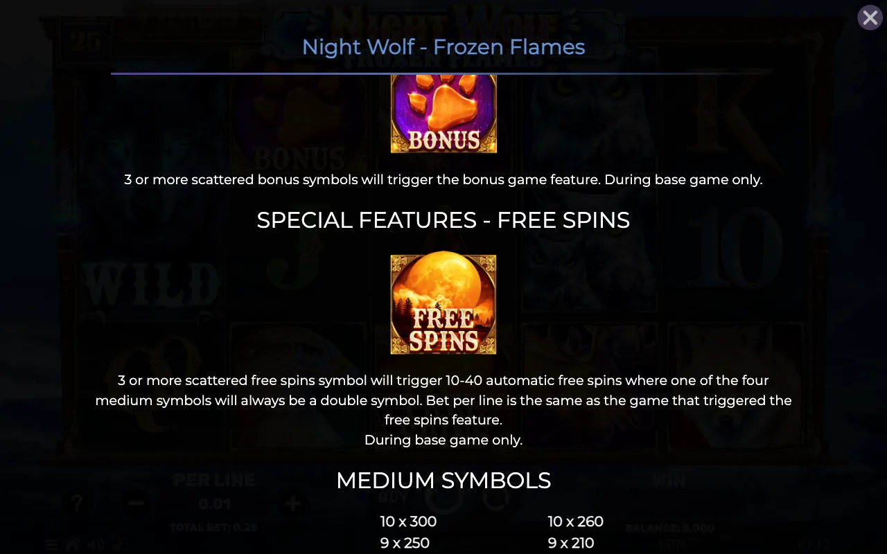 Special features - free spins — Night Wolf Frozen Flames