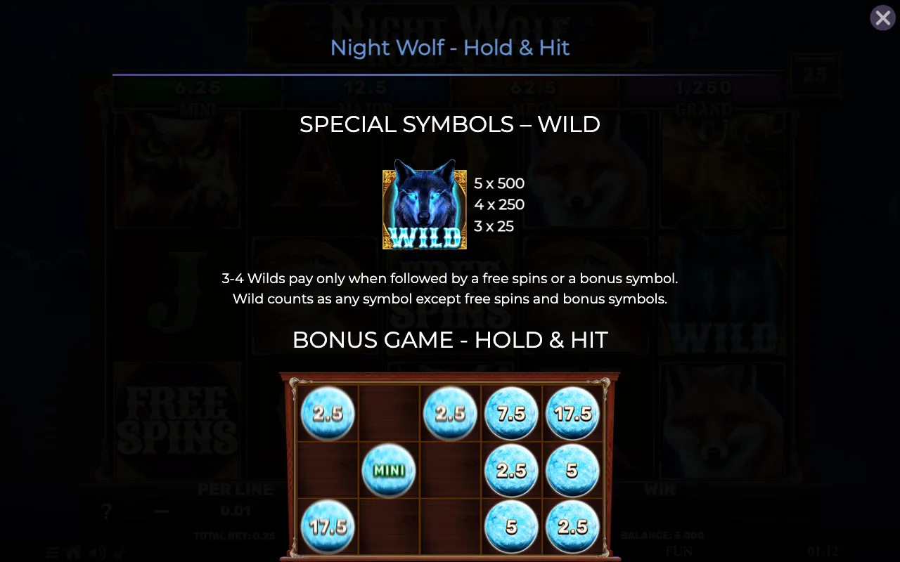 Special symbols - wild — Night Wolf Hold Hit