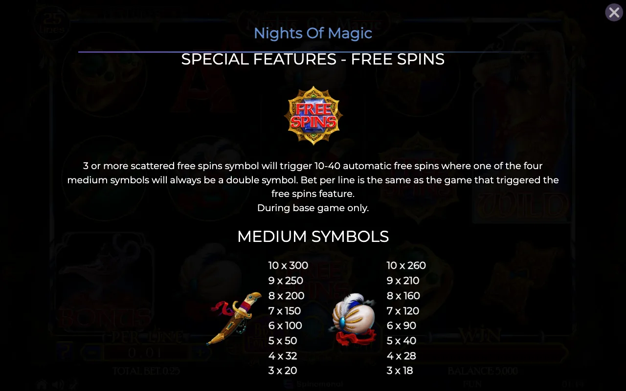 Special features - free spins — Nights of Magic