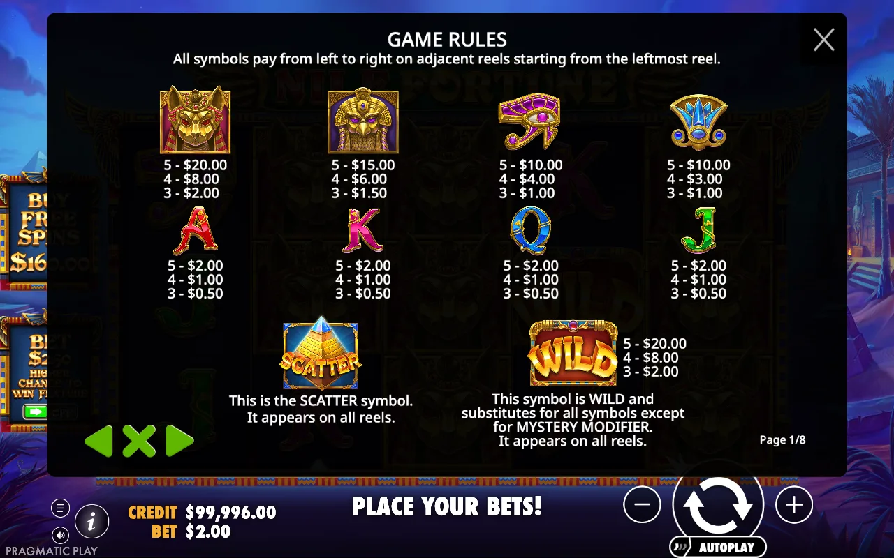 Game rules, page 1 — Nile Fortune