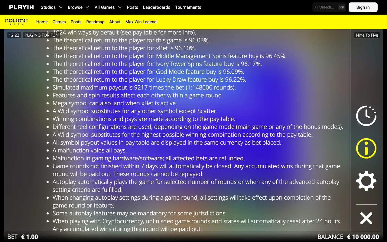 Game rules, page 3 — Nine To Five