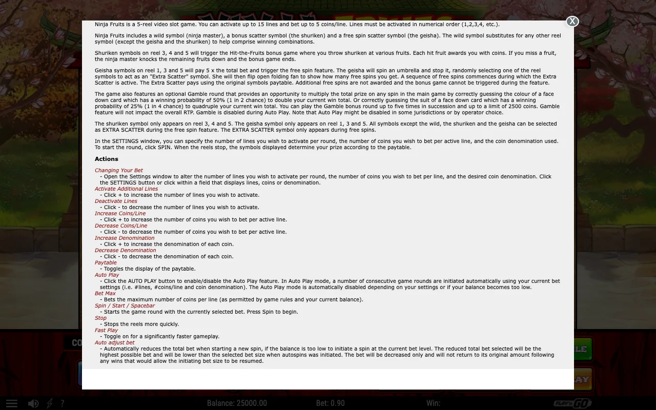 Game rules, page 2 — Ninja Fruits