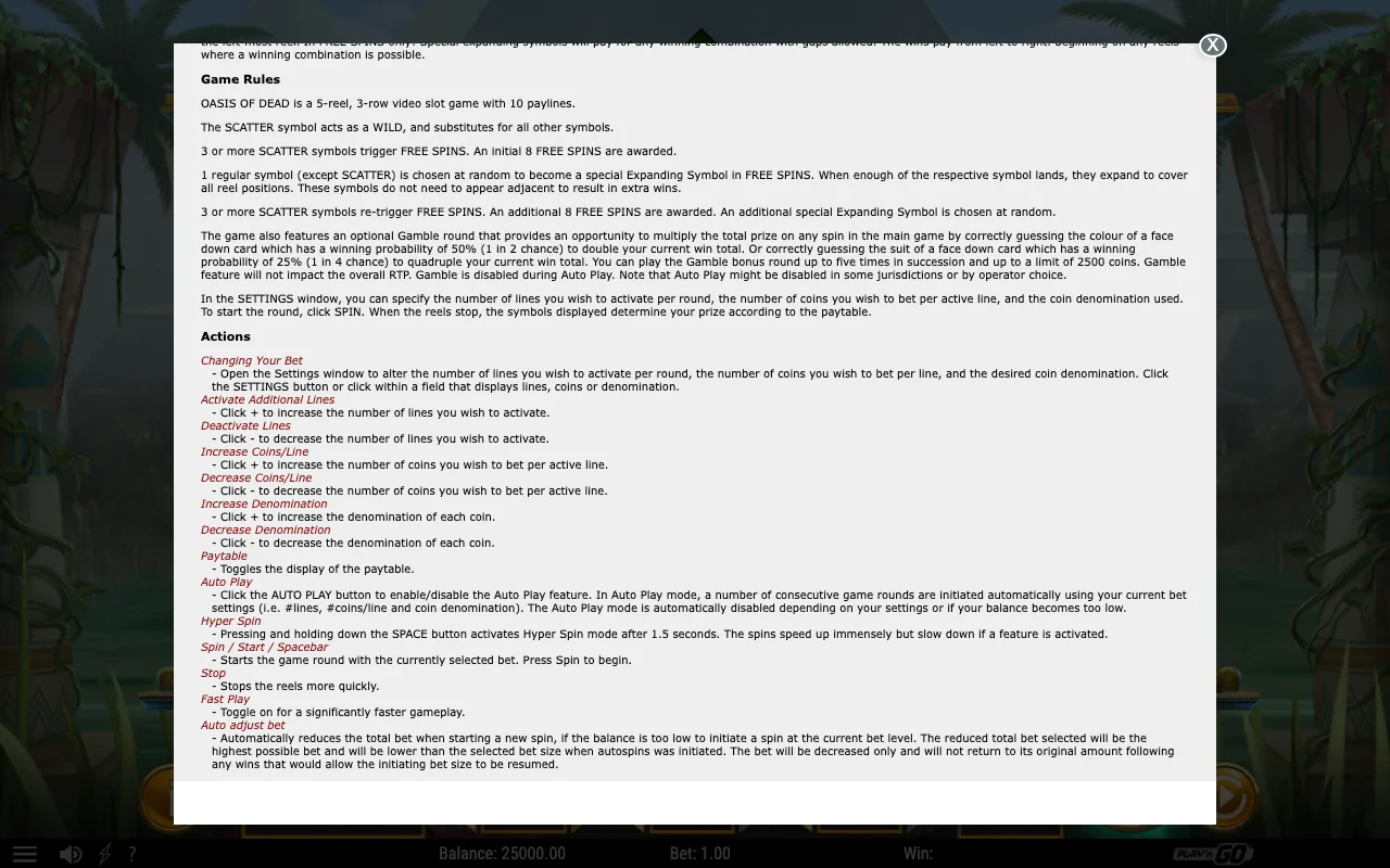 Game rules, page 2 — Oasis of Dead