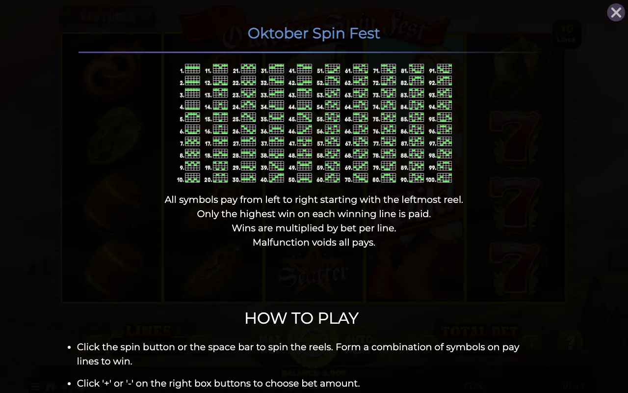 Game rules, page 3 — Oktober Spin Fest