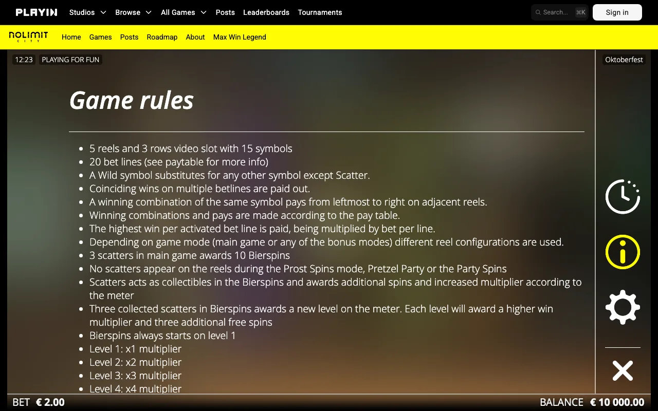 Game rules, page 1 — Oktoberfest