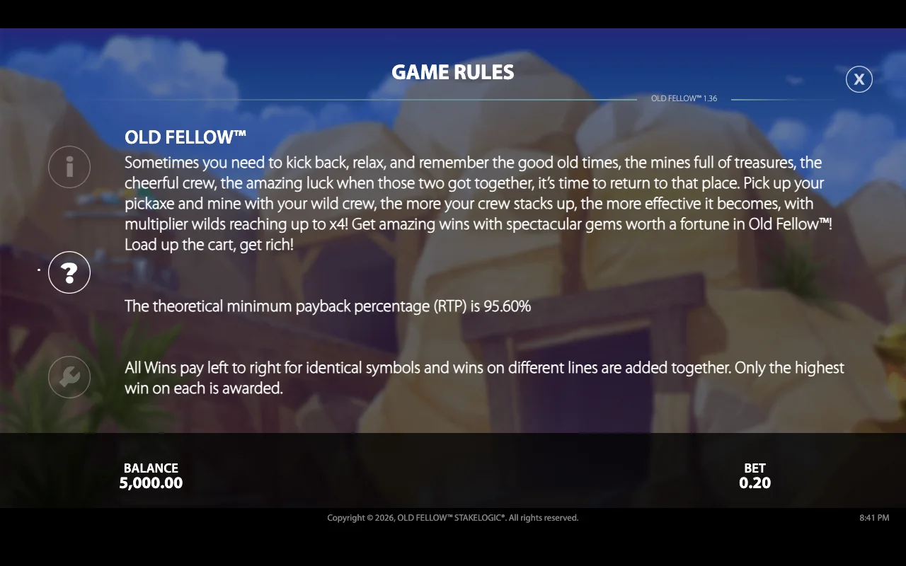 Game rules — Old Fellow