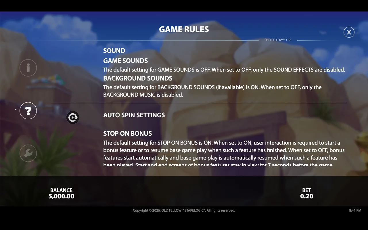 Game rules — Old Fellow