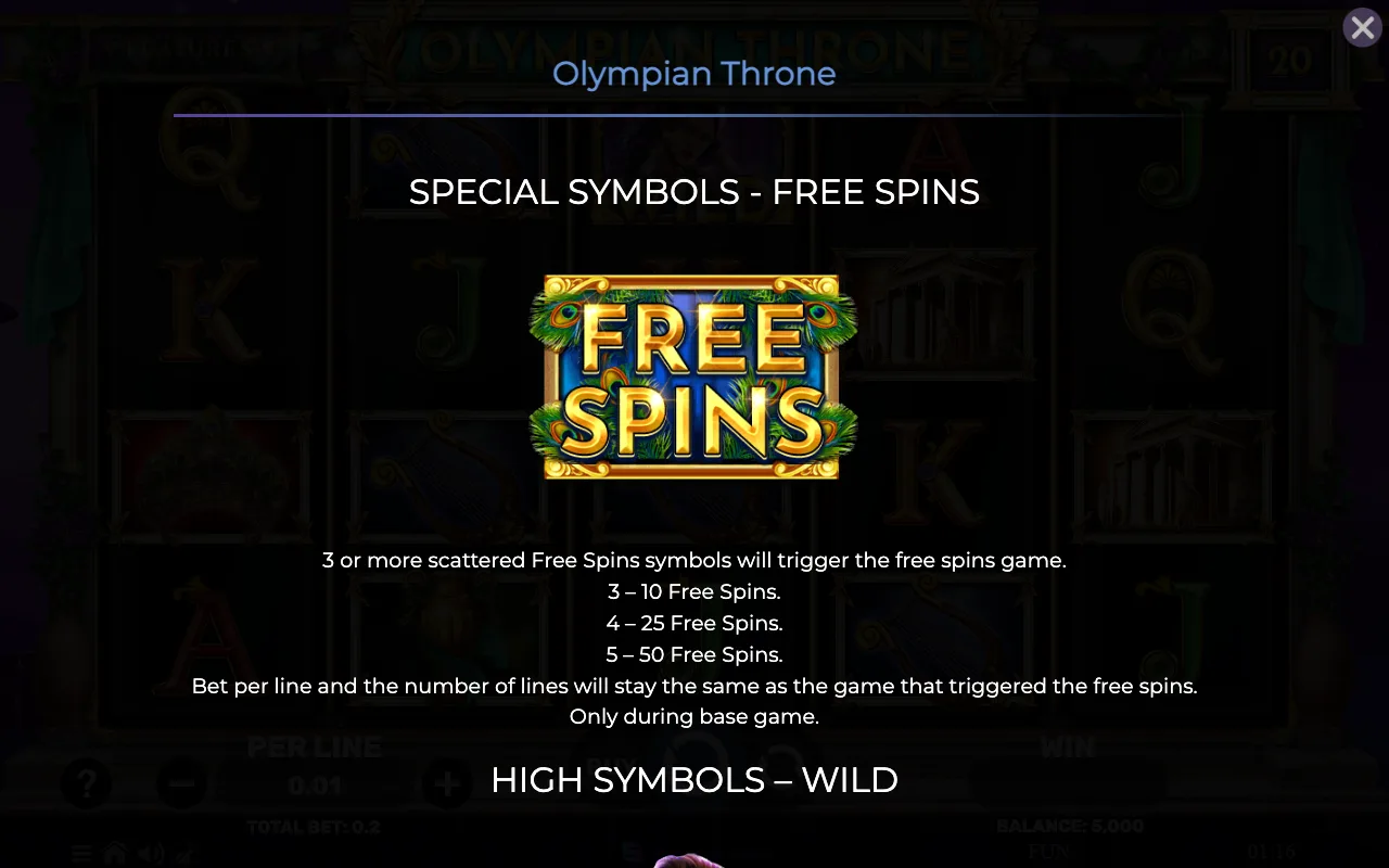 Special symbols - free spins — Olympian Throne
