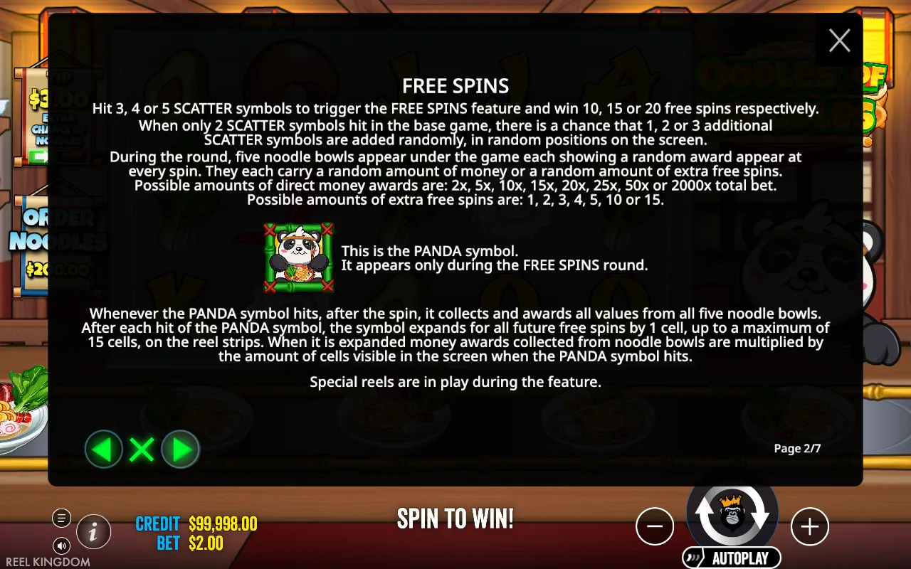 Free spins — Oodles of Noodles
