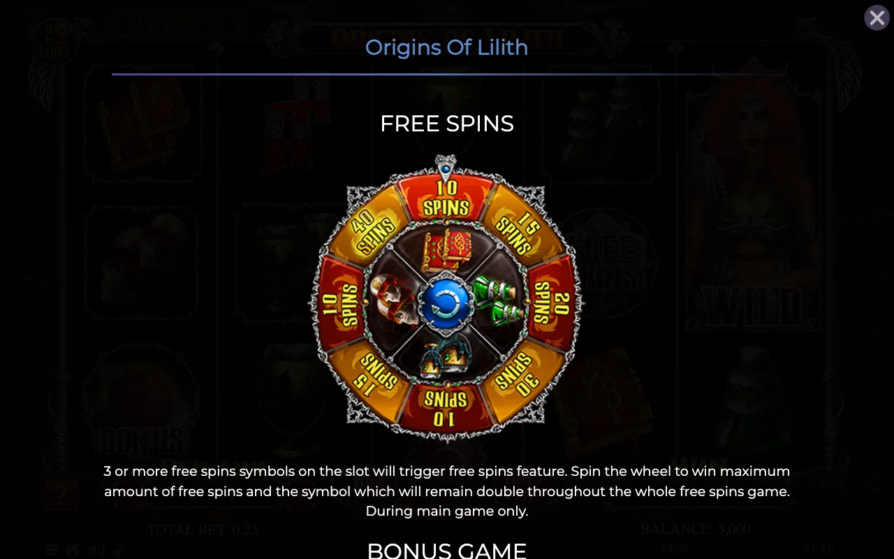 Free spins — Origins of Lilith