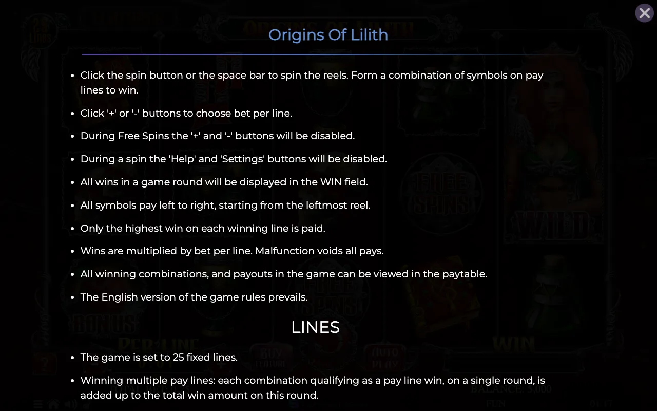Game rules, page 7 — Origins of Lilith