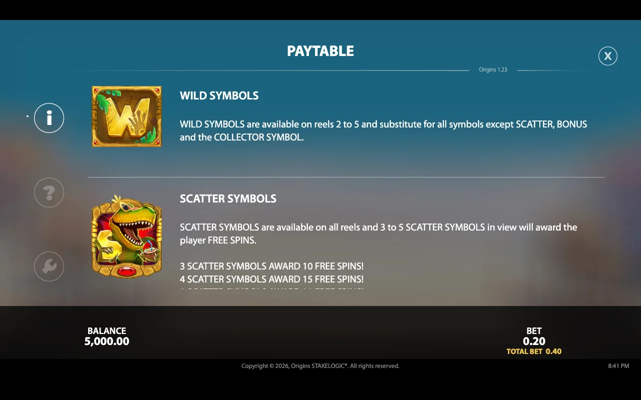 Paytable — Origins