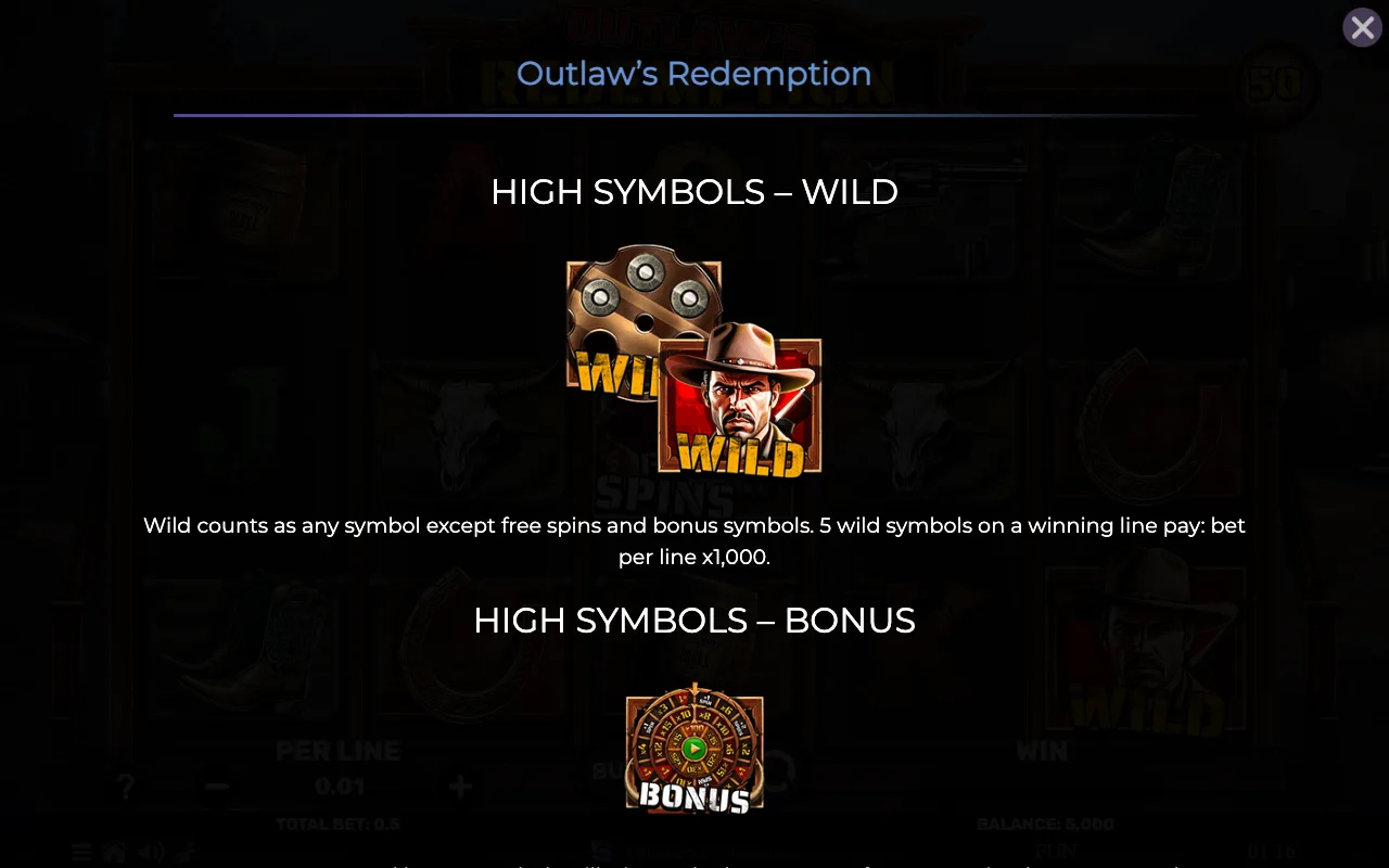 High symbols - wild — Outlaws Redemption