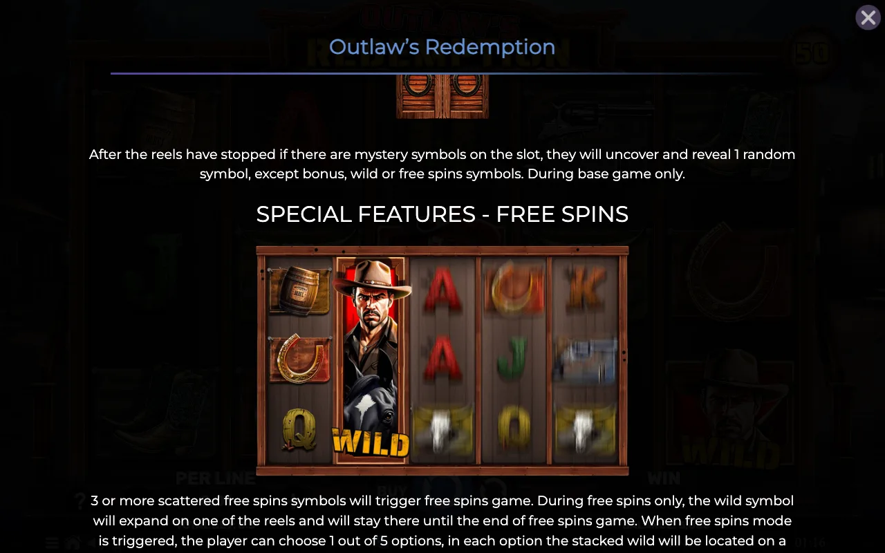 Special features - free spins — Outlaws Redemption