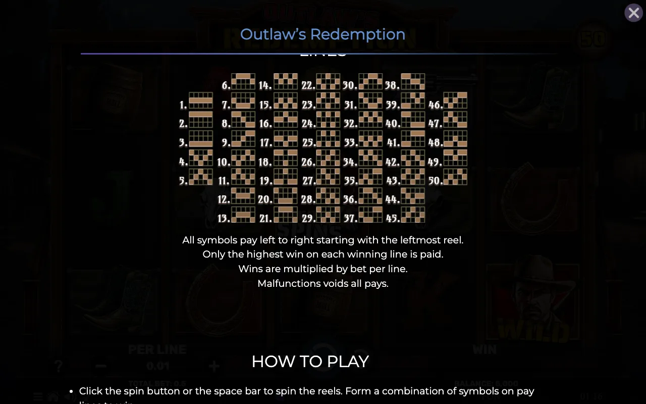 Game rules, page 6 — Outlaws Redemption