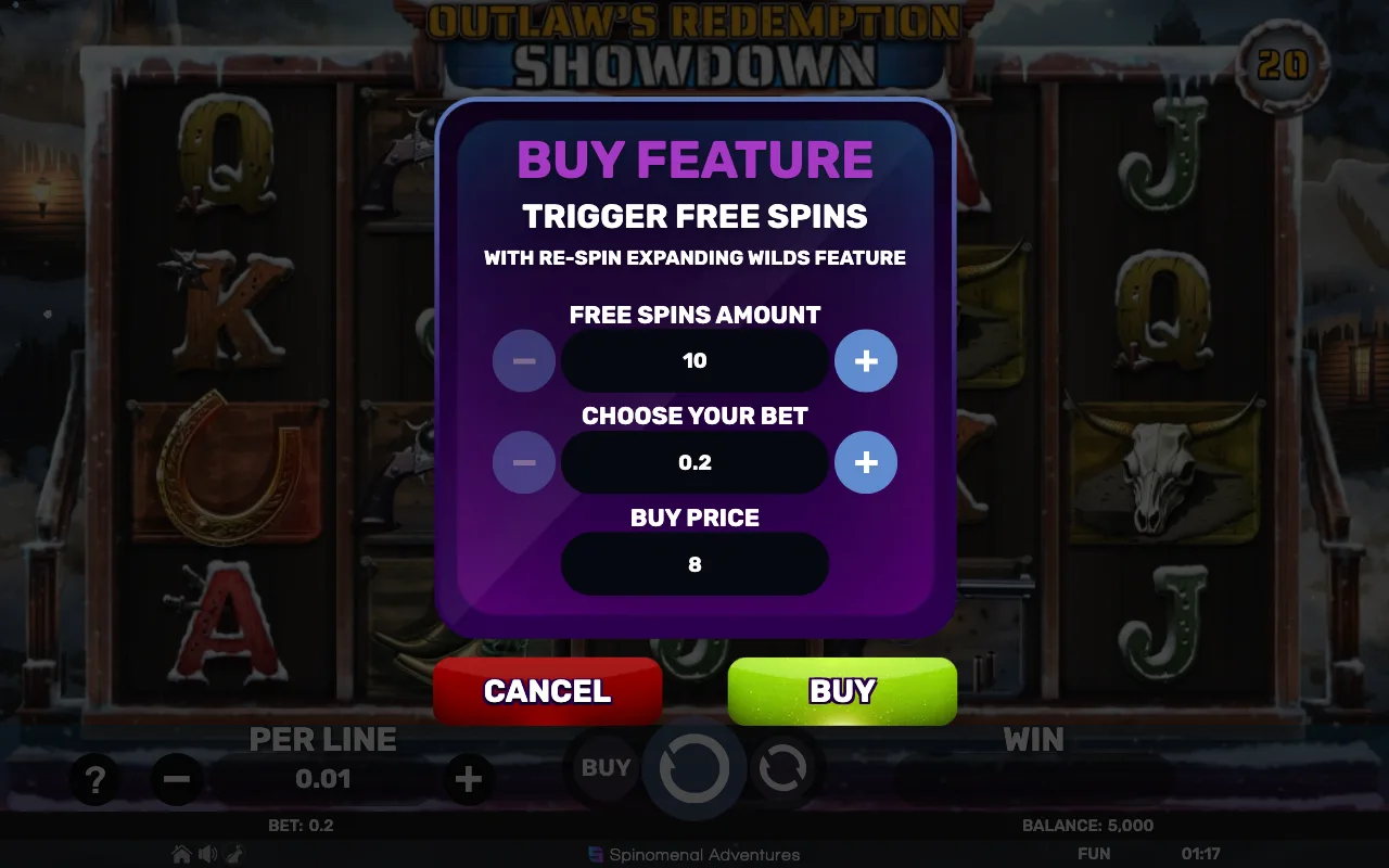 Buying the feature — Outlaws Redemption Showdown