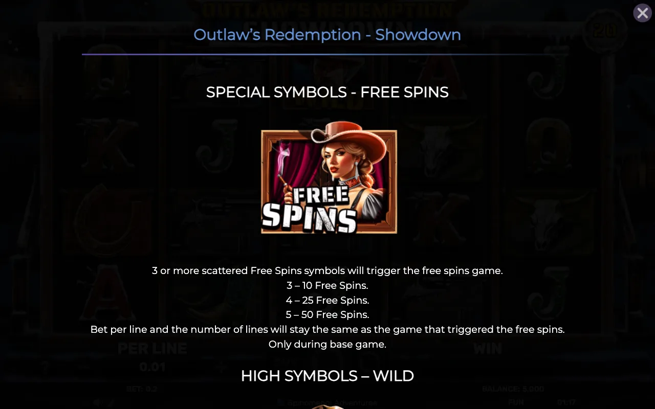 Special symbols - free spins — Outlaws Redemption Showdown